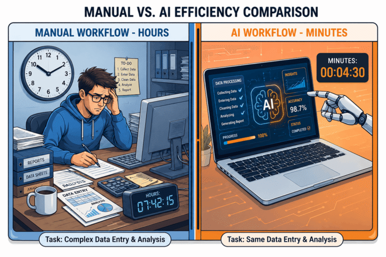 Manual vs AI Efficiency Comparison: How AI Completes Hours of Work in Minutes